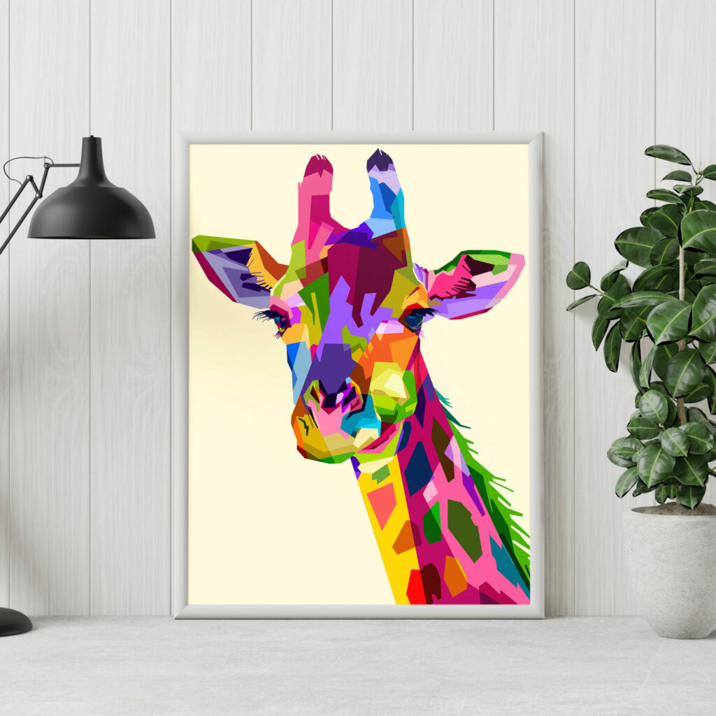 Giraffe geometric rainbow animal print – Prints With Personality