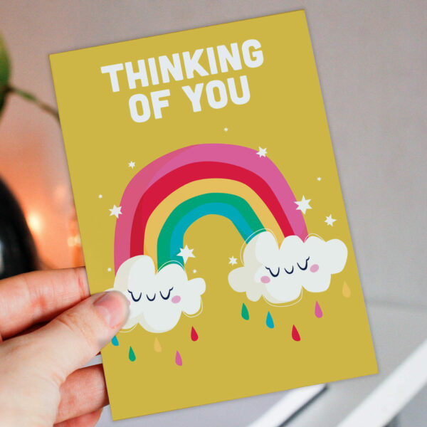 Thinking of you, bereavement, sad times, get well, recovery rainbow card (Size A6/A5/A4/Square 6x6")