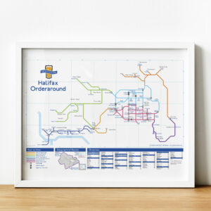 London Underground-style pub map, pub crawl gift, man cave wall decor: Halifax, West Yorkshire, UK (Size A3)