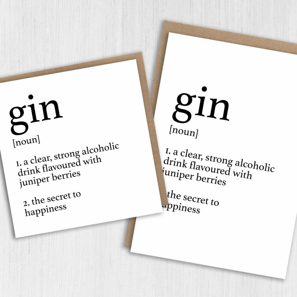 Birthday card Dictionary definition of gin Prints With Personality