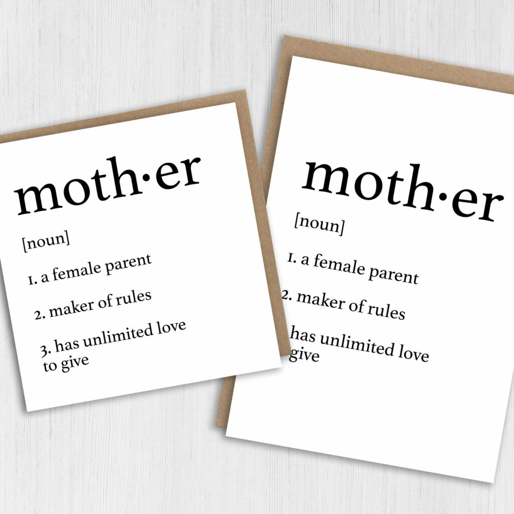 Birthday, Mother’s Day card: Dictionary definition of mother – Prints ...