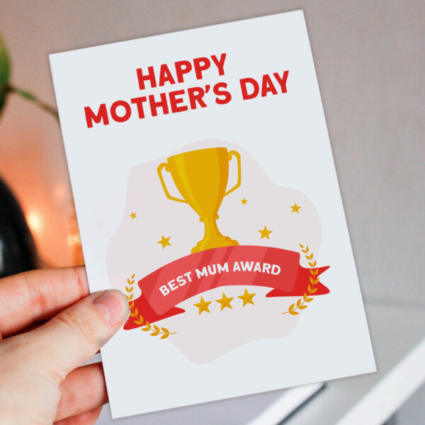 Mother's Day card for mum, mom, mam, mother: Best mum, mom award (Size A6/A5/A4/Square 6x6")