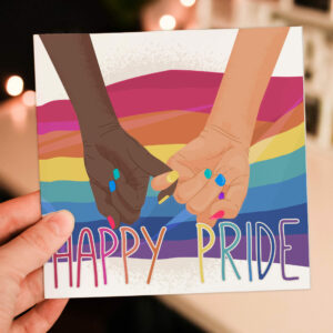 LGBTQ+ card: Happy Pride, rainbow hands, love, love is love, gay card, lesbian card (Size A6/A5/A4/Square 6x6")