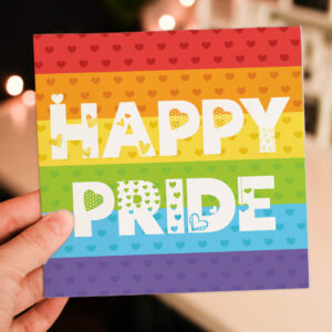 LGBTQ+ card: Happy Pride, rainbow, love, love is love, gay card, lesbian card (Size A6/A5/A4/Square 6x6")