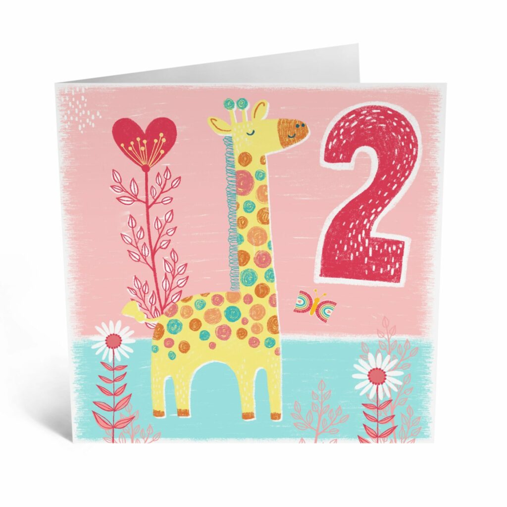 Giraffe 2nd birthday card – Prints With Personality