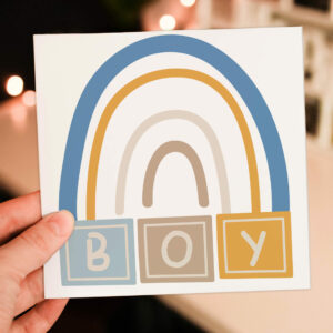 New baby, baby shower, baby boy card: Rainbow toy blocks (Size A6/A5/A4/Square 6x6")