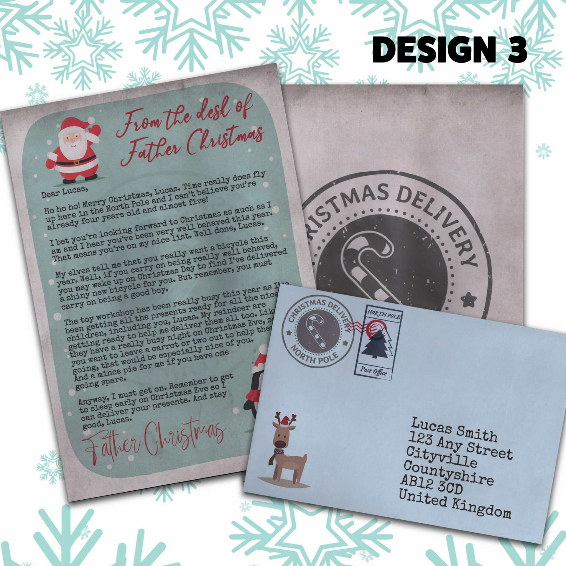 Fantastic Value Personalised Letters From Santa Father Christmas In 3 Designs 