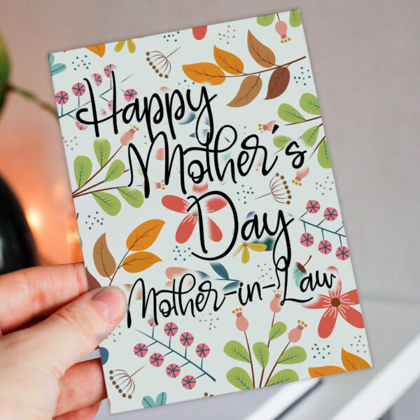 Happy Mother's Day floral, flowery, flowers, leaves card for mum, mom, mam, mother from son, daughter, children (Size A6/A5/A4/Square 6x6")