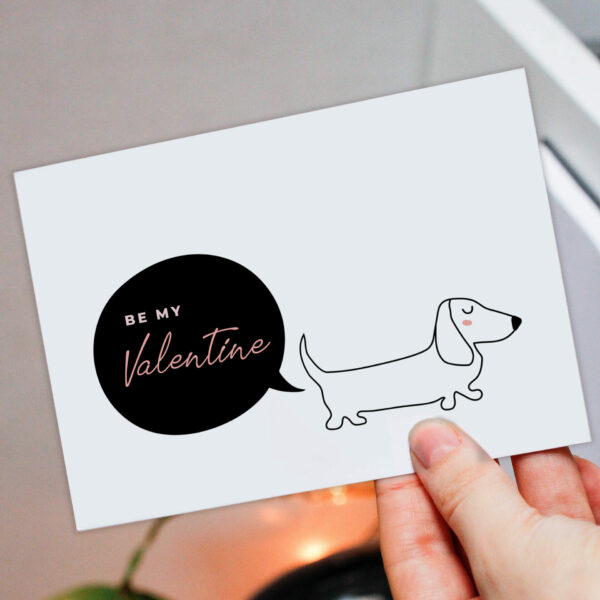 Be my Valentine dog Valentine's Day card for dog lover, dog owner, husband, wife, boyfriend, girlfriend, partner (Size A6/A5/A4/Square 6x6")