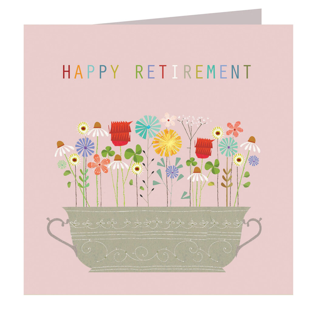 Floral happy retirement card – Prints With Personality