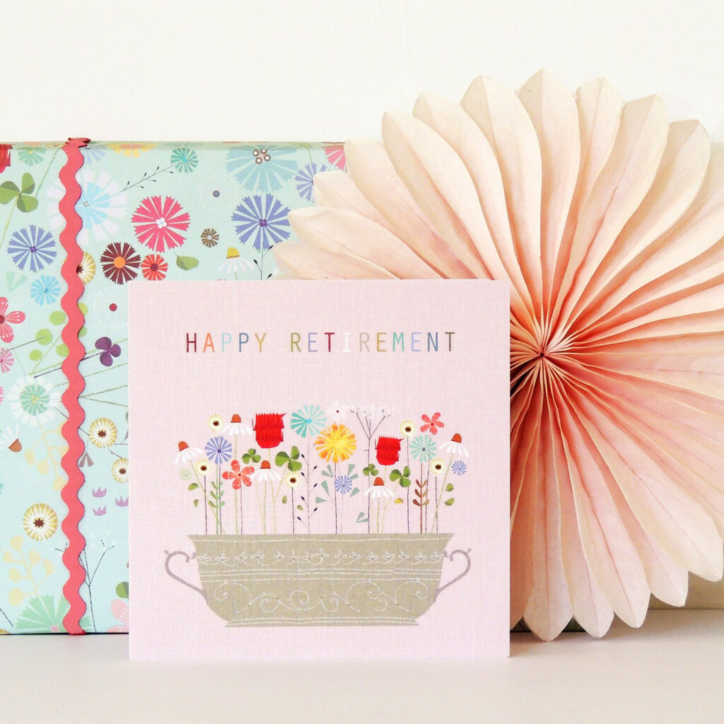 Floral happy retirement card – Prints With Personality