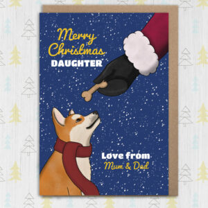 Personalised dog, Blue Setter, Chocolate Labrador, Golden Labrador, Shiba Inu Christmas, holidays card (Size A6/A5/A4)