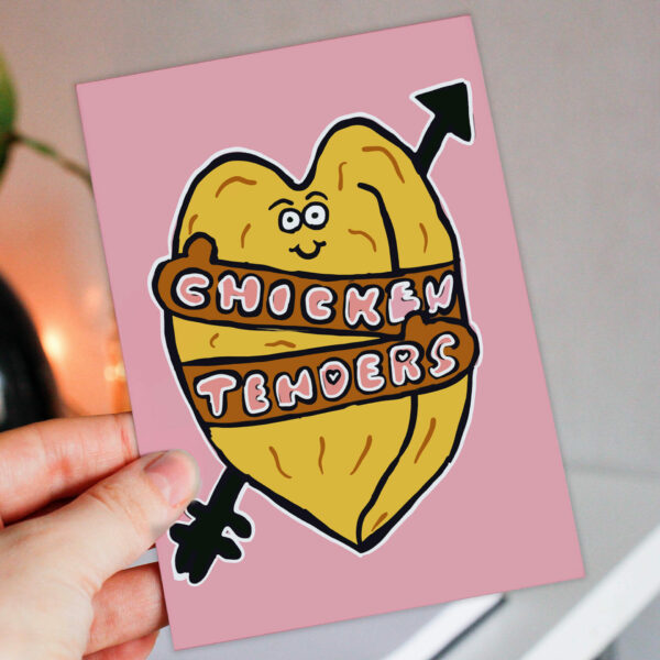 Chicken Tenders funny chicken nugget, fast food, takeaway anniversary, Valentine's Day card for wife, husband, girlfriend (Size A6/A5/A4/Square 6x6")