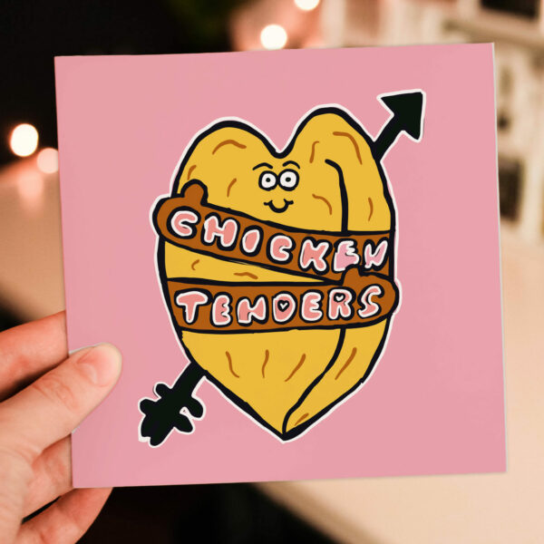 Chicken Tenders funny chicken nugget, fast food, takeaway anniversary, Valentine's Day card for wife, husband, girlfriend (Size A6/A5/A4/Square 6x6")