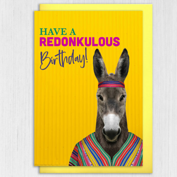 Have a redonkulous birthday donkey animal birthday card for children, kids, young people, son, daughter (Animalyser) Size A6/A5/A4/Square