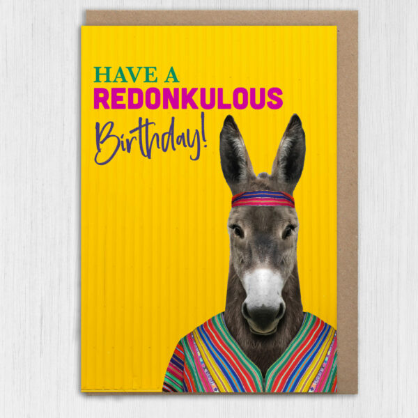 Have a redonkulous birthday donkey animal birthday card for children, kids, young people, son, daughter (Animalyser) Size A6/A5/A4/Square