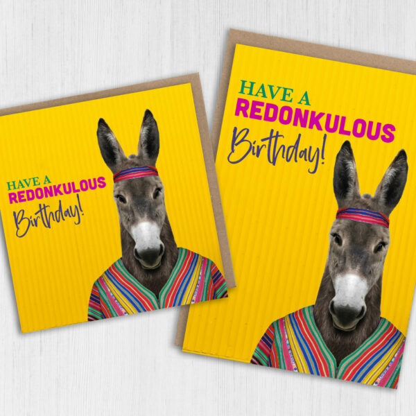 Have a redonkulous birthday donkey animal birthday card for children, kids, young people, son, daughter (Animalyser) Size A6/A5/A4/Square