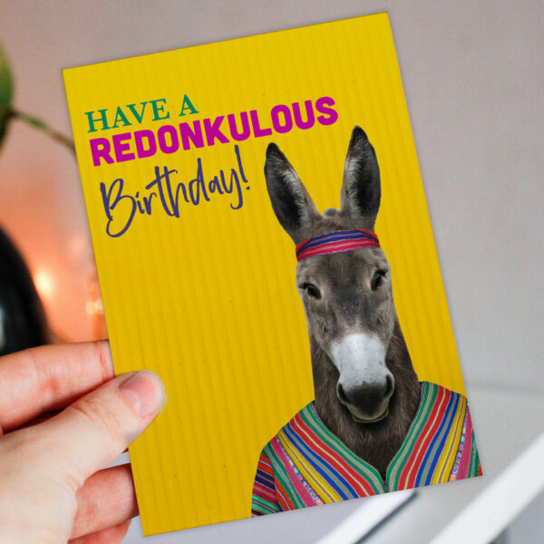 Have a redonkulous birthday donkey animal birthday card for children, kids, young people, son, daughter (Animalyser) Size A6/A5/A4/Square