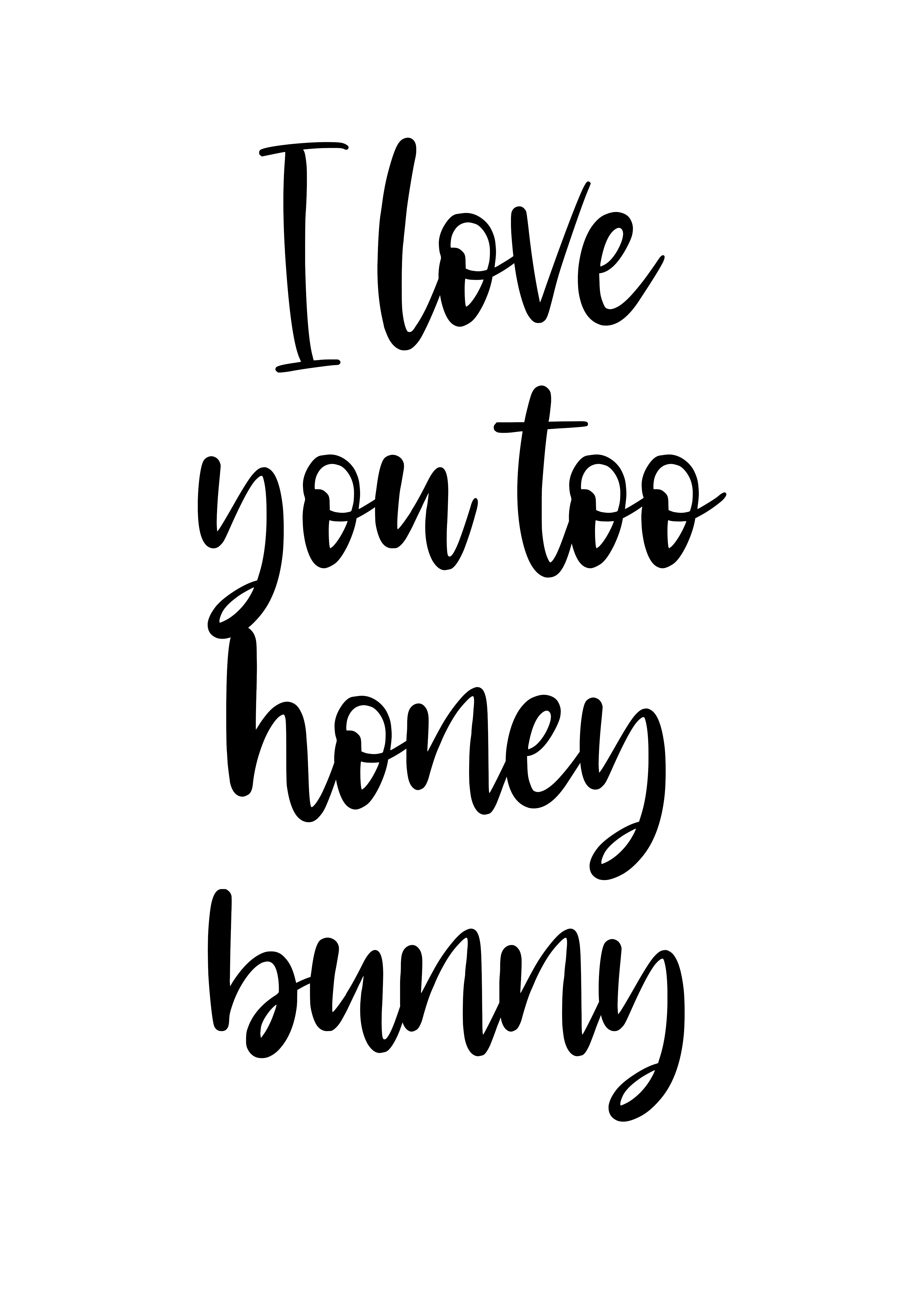 I love you too honey bunny bedroom print – Prints With Personality